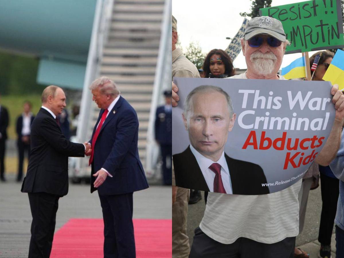 Entre alfombra roja y carteles de rechazo: así fue recibido Putin en Alaska