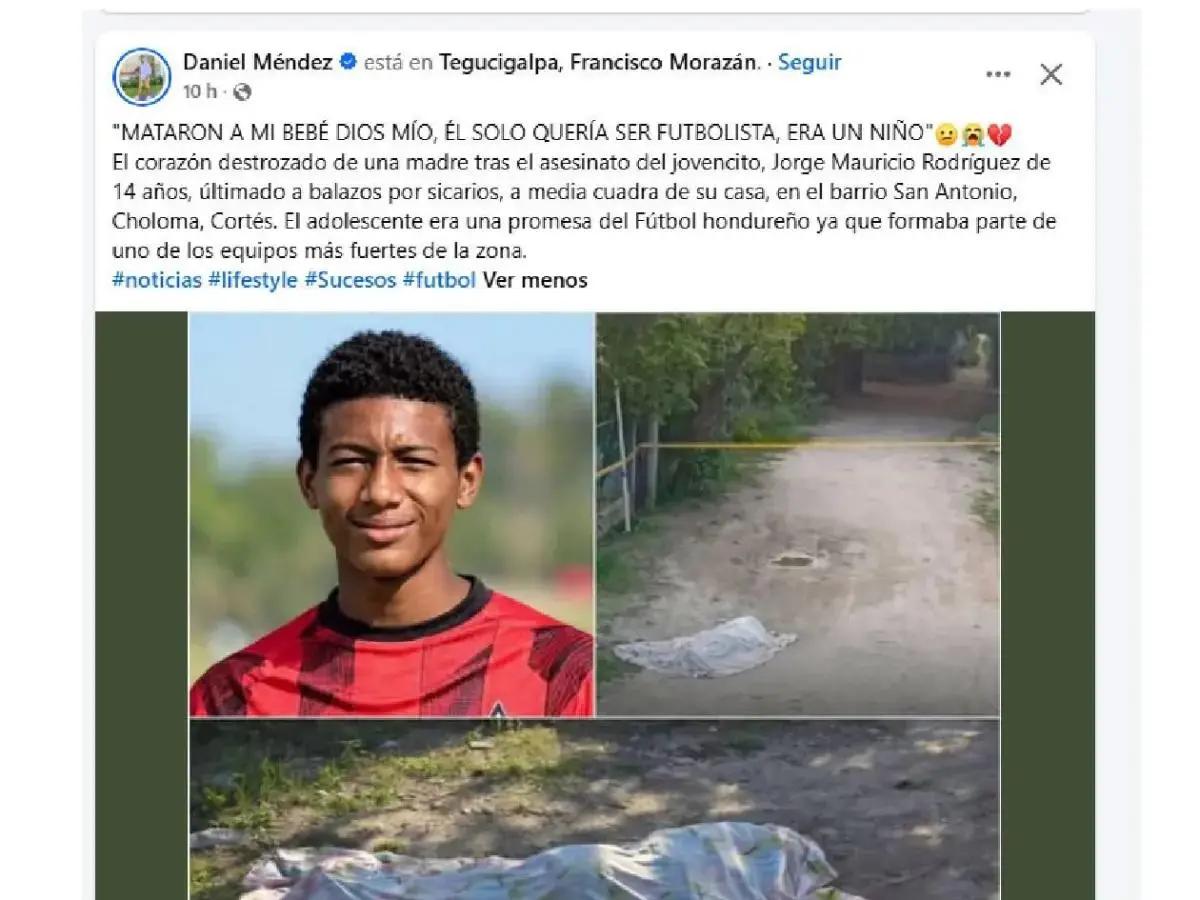 Le quitan la vida a joven futbolista en Choloma, Cortés; esto es lo que se sabe