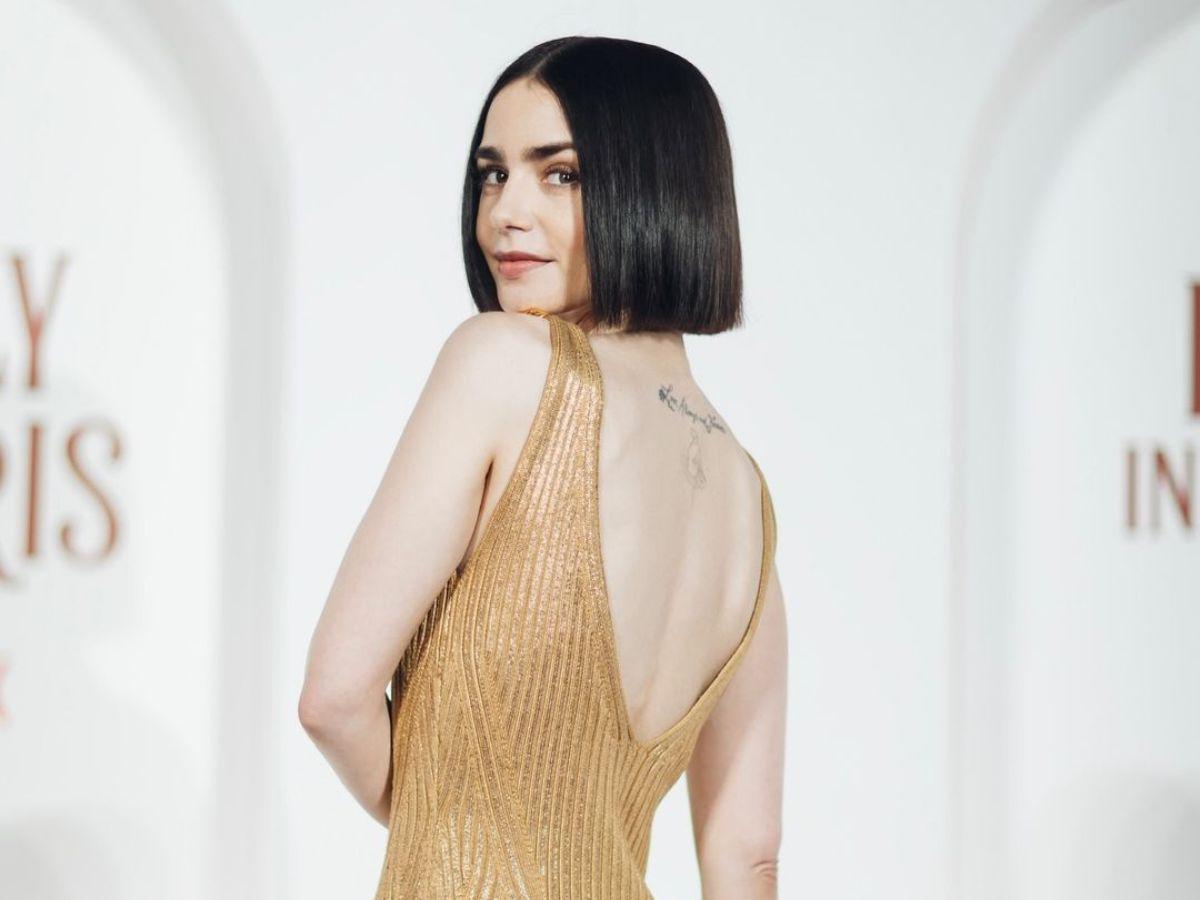 Lily Collins arrasa en el estreno de Emily In Paris en Roma con un escotado vestido dorado