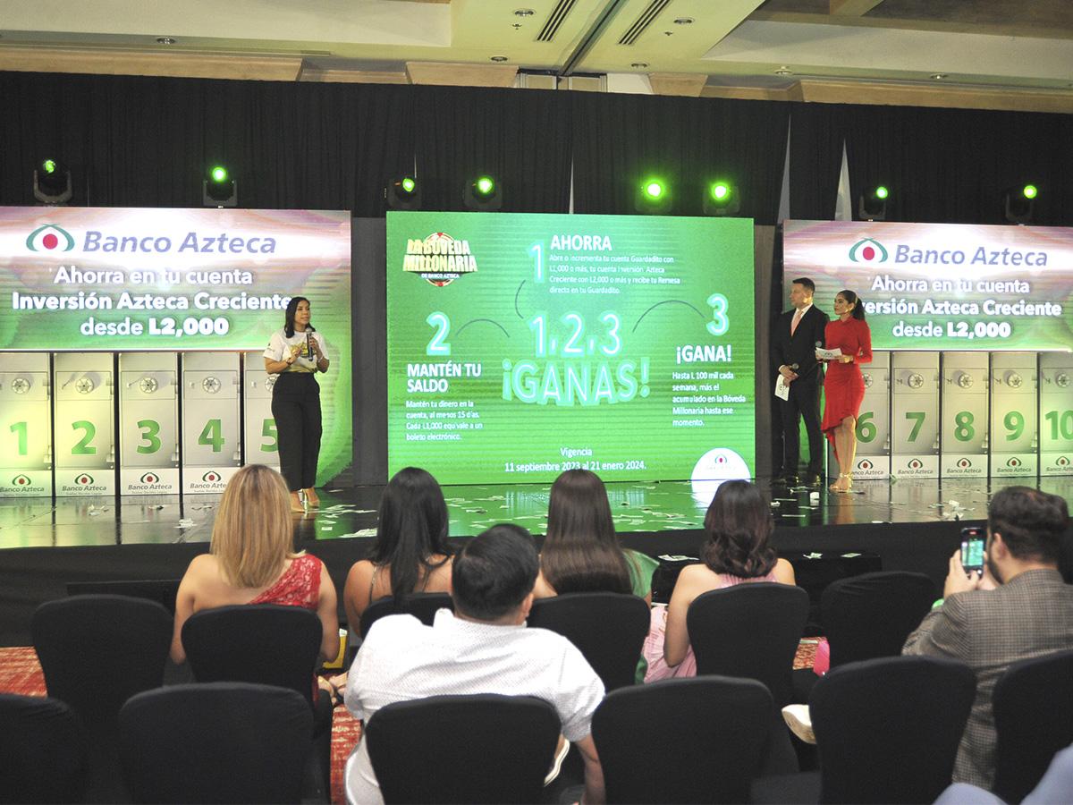 Entre ejecutivos de Banco Azteca, presentadores e invitados especiales, así se vivió el lanzamiento de la promoción “La Bóveda Millonaria”.