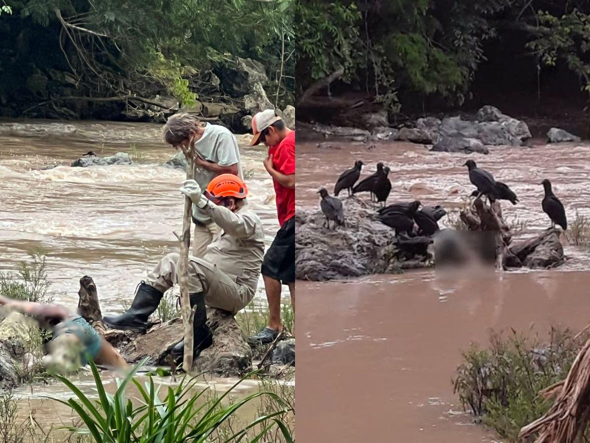 Aves de rapiña lo devoraban: rescatan cuerpo en estado de descomposición del río Chamelecón