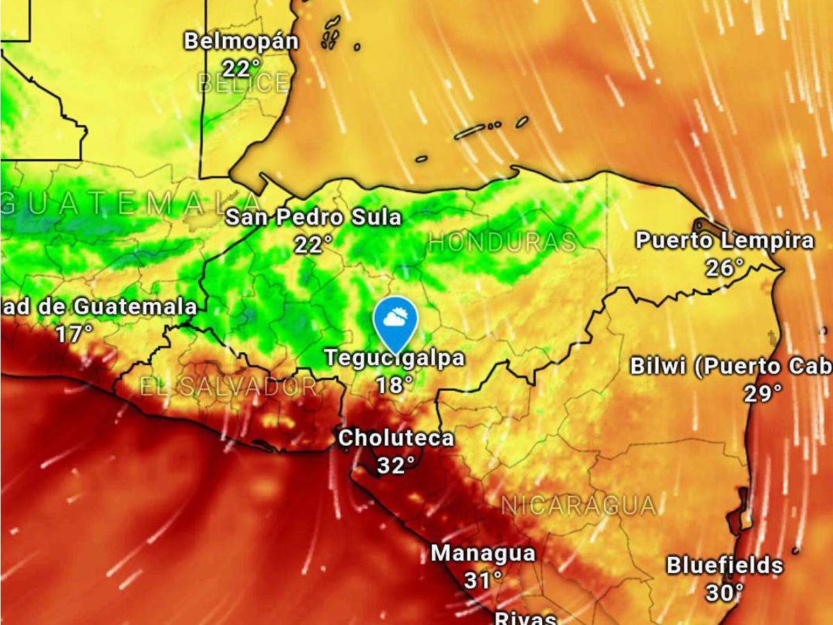 En mapa meteorológico: así se observa la masa de aire frío en Centroamérica