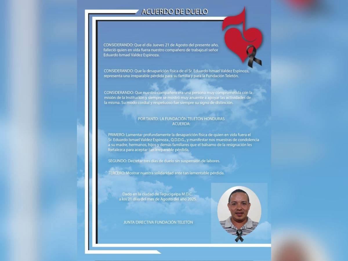 Eduardo Valdez, camarógrafo que murió tras accidentarse en su moto en Comayagüela