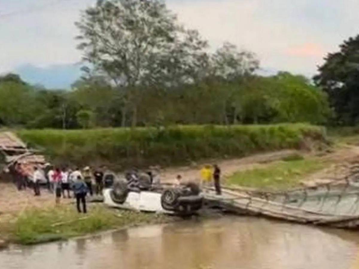 De madera y cables: así era el puente donde murieron padre, madre e hija en Ocotepeque