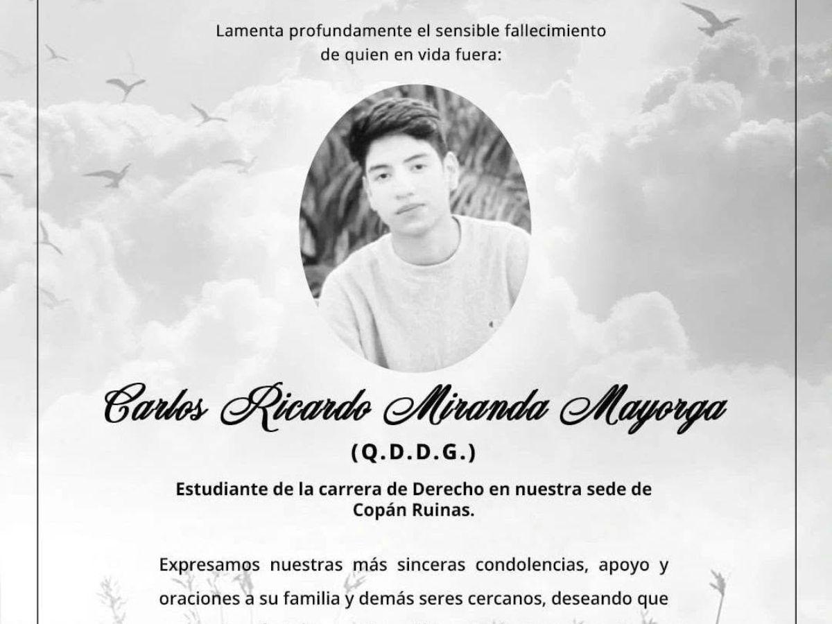 Carlos Miranda, joven copaneco estudiante de Derecho que murió tras descarga eléctrica