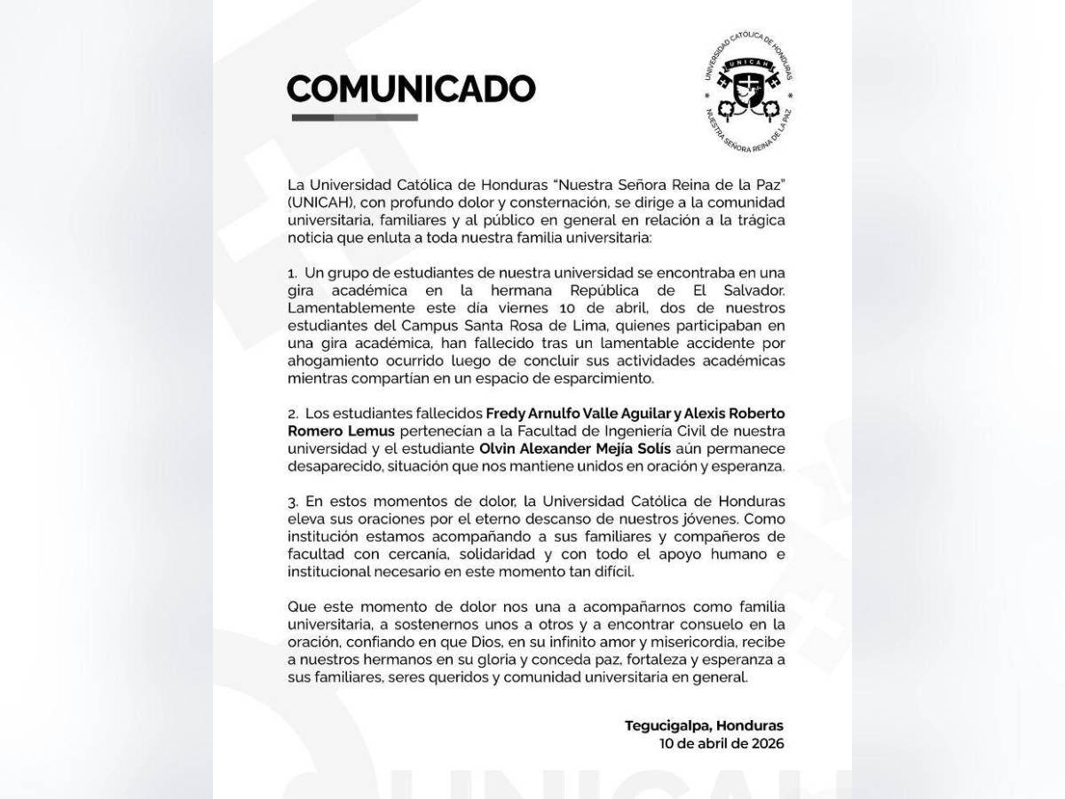 ¿Quiénes eran los universitarios hondureños que murieron ahogados en El Salvador?