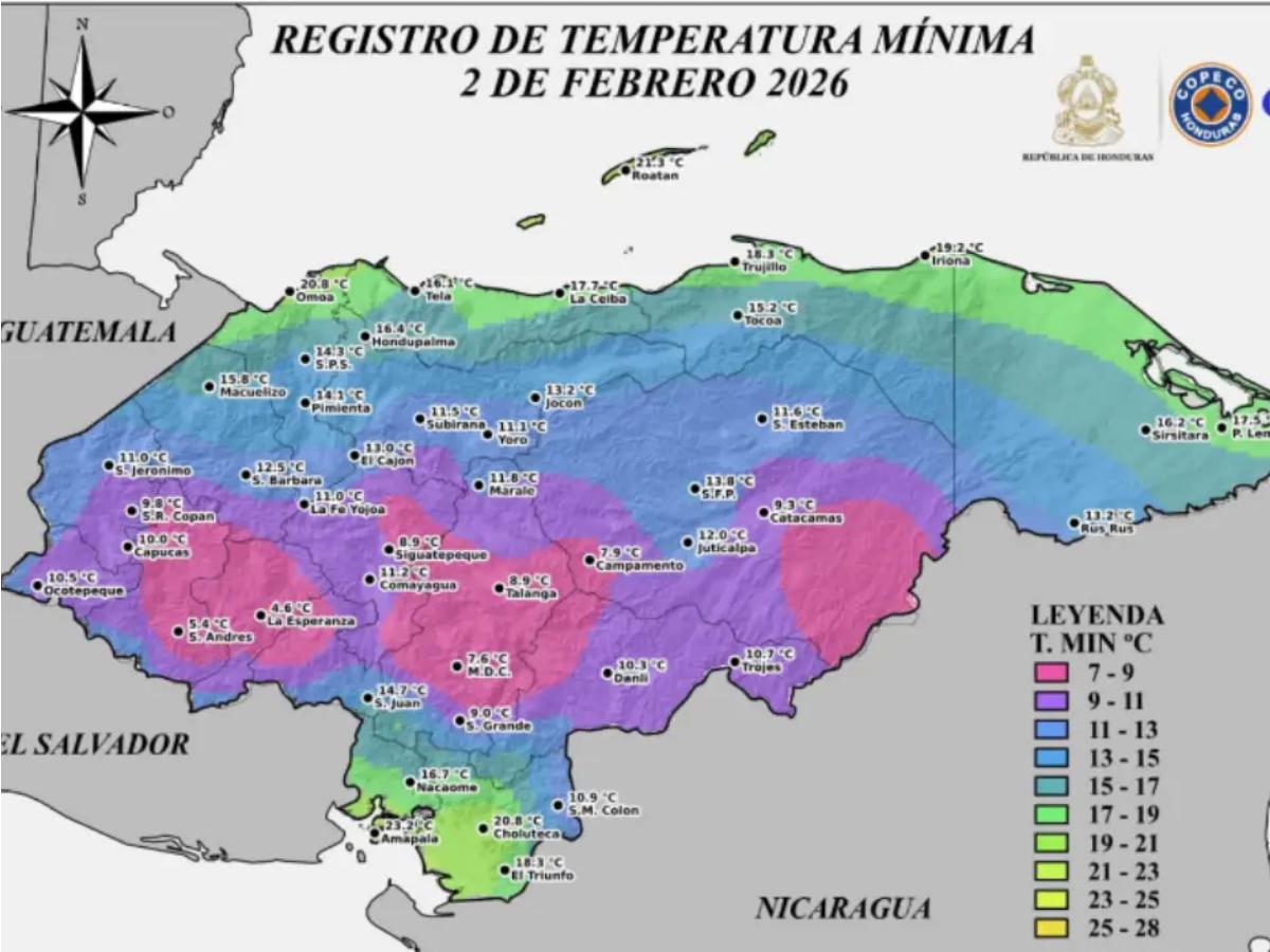 En mapa meteorológico: así se observa la masa de aire frío en Centroamérica