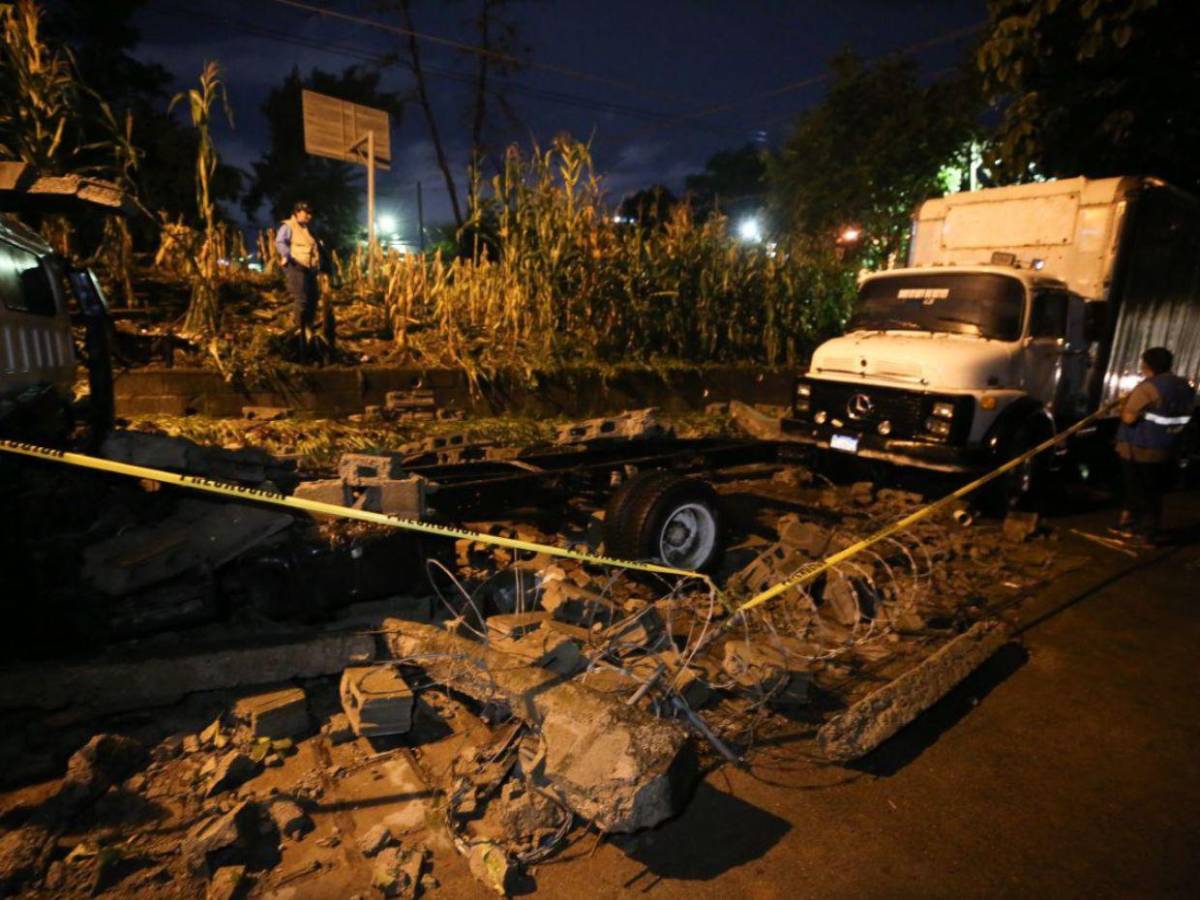 Colapsa muro perimetral del INFOP en La Pradera por intensas lluvias en Tegucigalpa