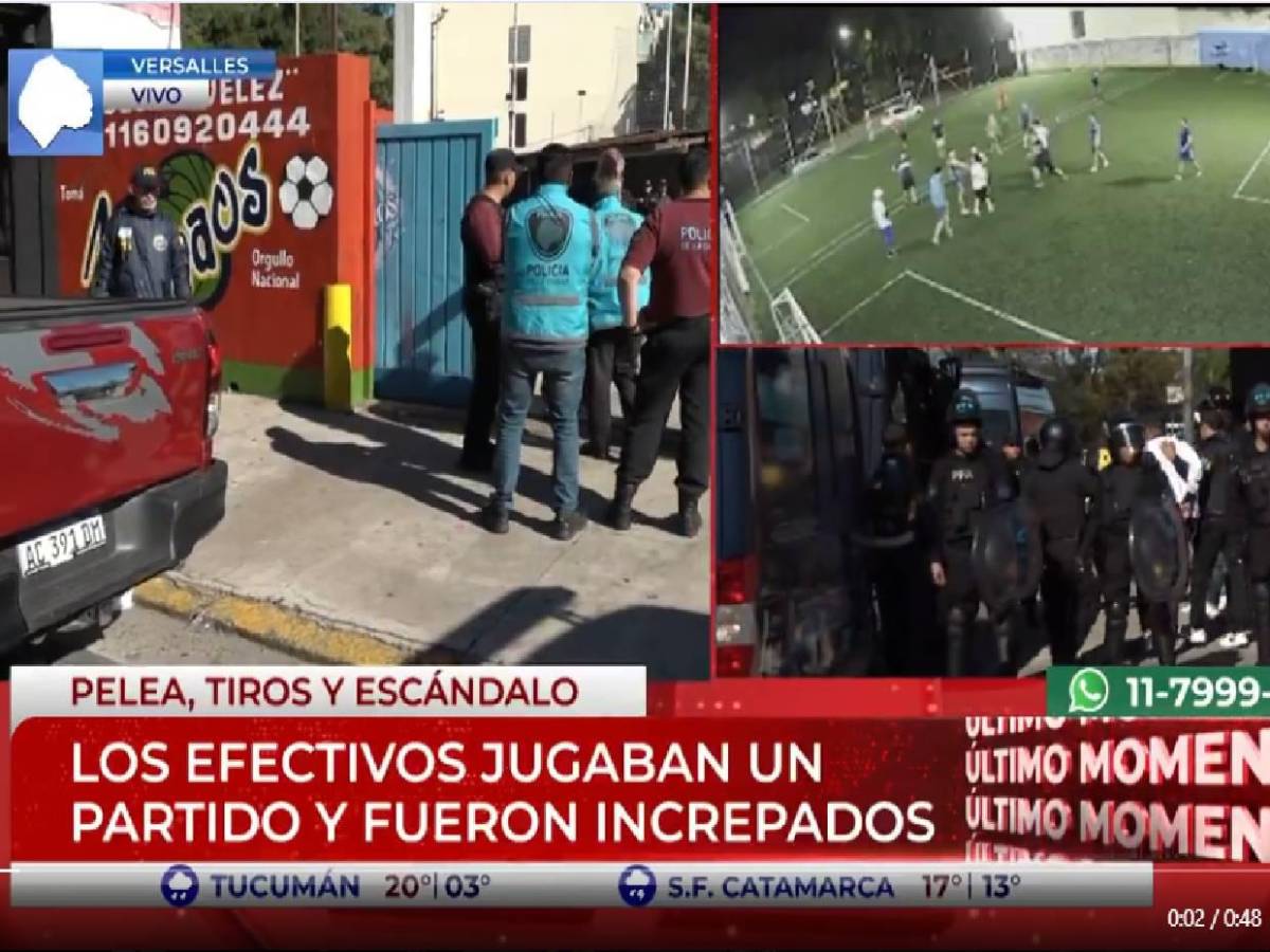 Grupo de barristas ataca a policías en cancha de fútbol rápido: Hubo disparos