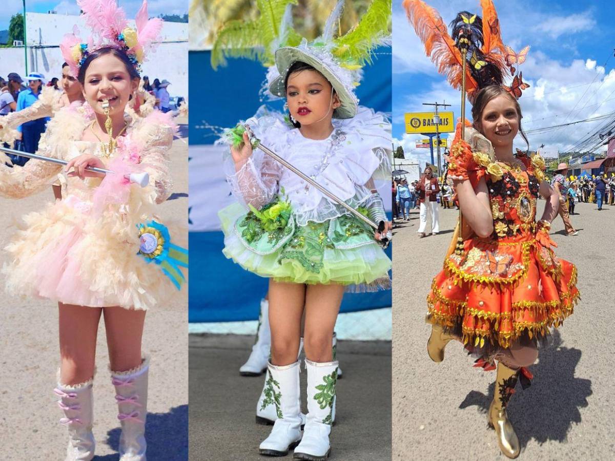 ¡Bellezas! Pequeñas palillonas engalanaron los desfiles patrios en Danlí con coloridos atuendos