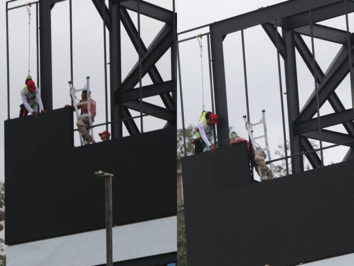 Así va quedando el Estadio Nacional de Tegucigalpa con su nueva pantalla gigante