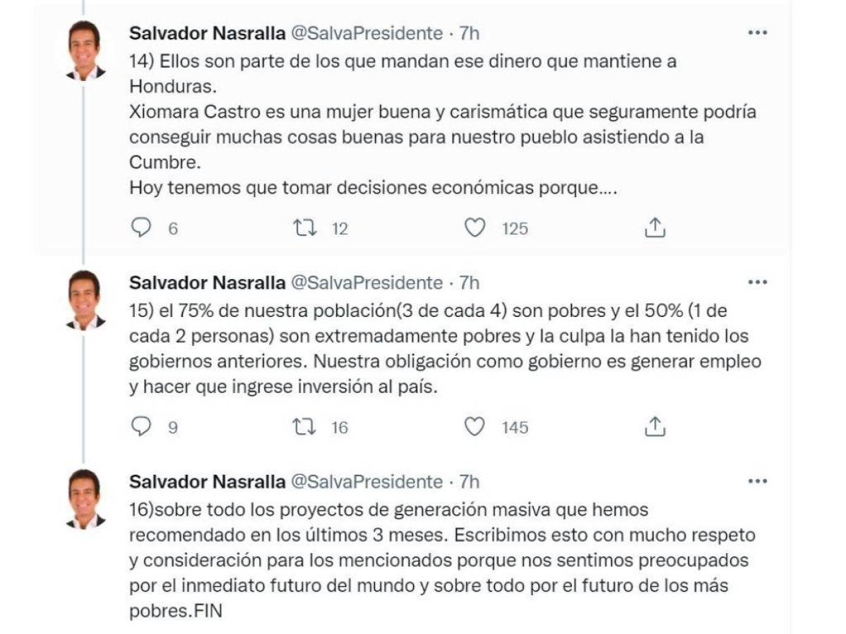 Nasralla: “Decisión política de Xiomara de no asistir a la Cumbre es oportunidad que pierde Honduras”