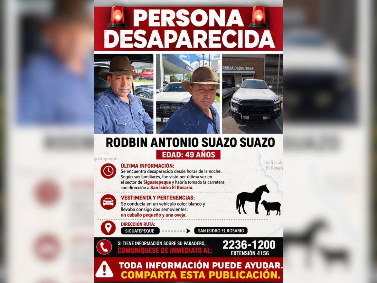 Solo hallaron su carro: buscan a Rodbin Suazo, ganadero desaparecido en Comayagua