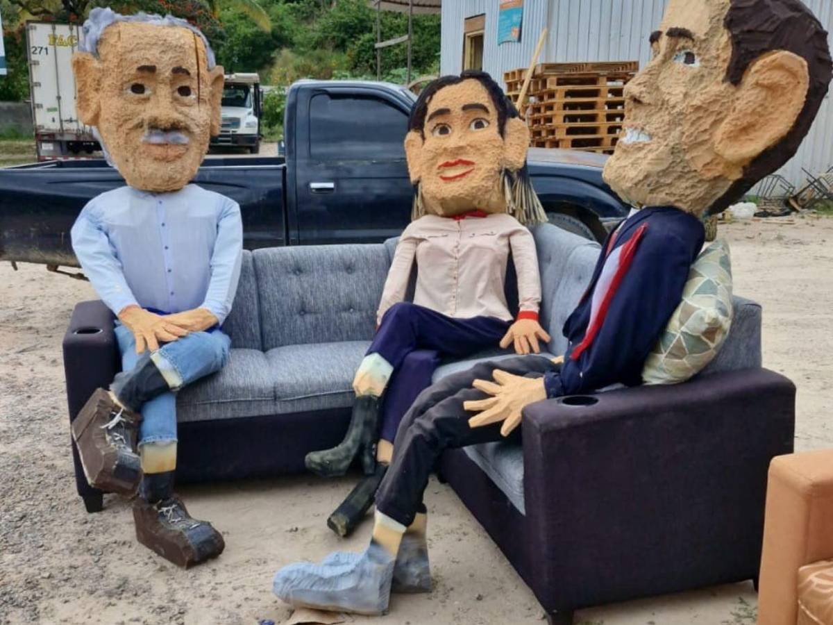 Figuras de líderes políticos dominan los tradicionales años viejos de Tegucigalpa