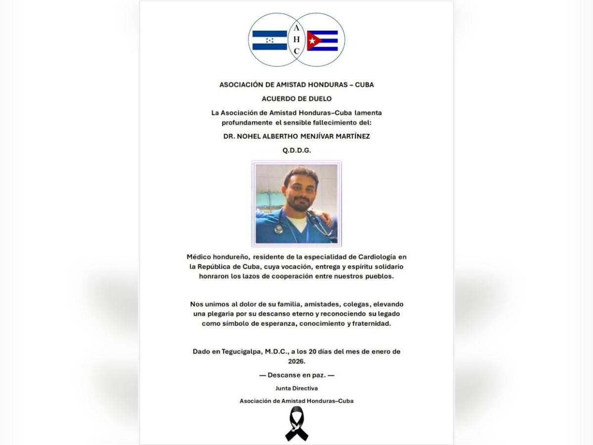 Fallece médico hondureño Nohel Menjívar mientras realizaba especialidad en Cuba