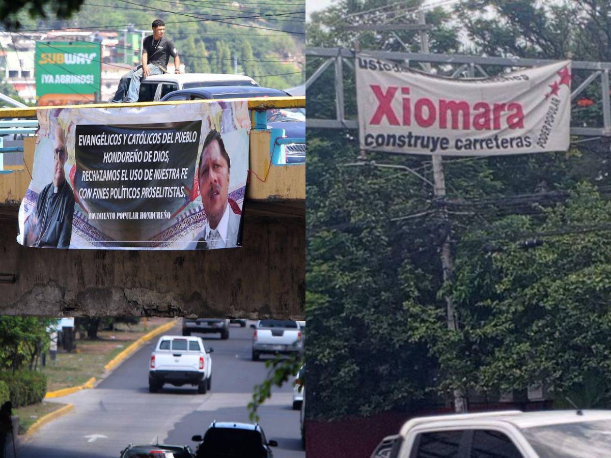 Entre ataques a las iglesias y apoyo al gobierno: las pancartas colocadas en la capital previo a la caminata
