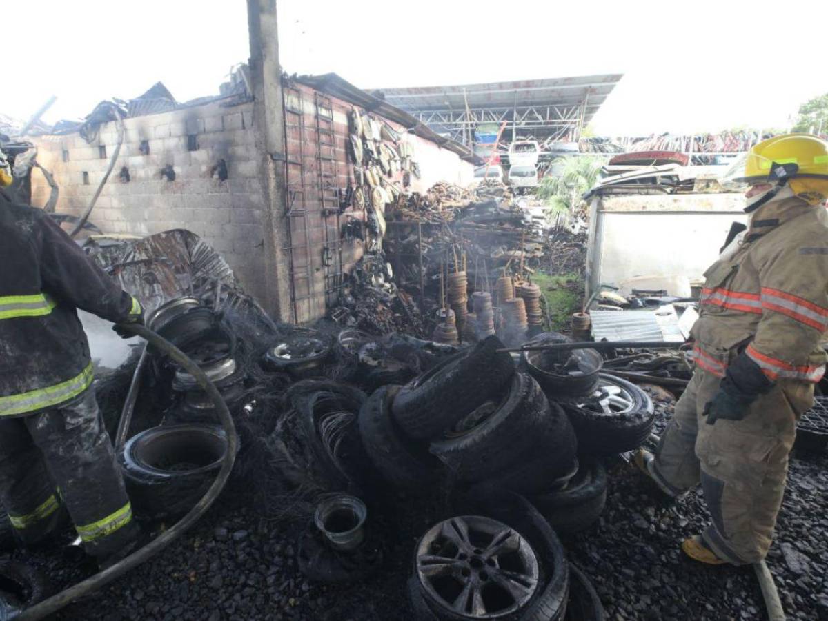 Vehículos calcinados y pérdidas cuantiosas: imágenes del incendio en yonker de Santa Ana