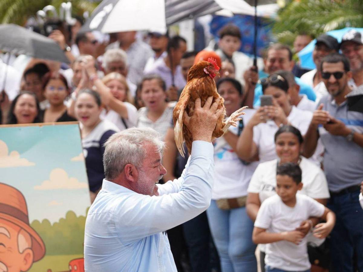Entre bailes y un pollo en manos: Roberto Contreras se suma a los desfiles patrios en SPS