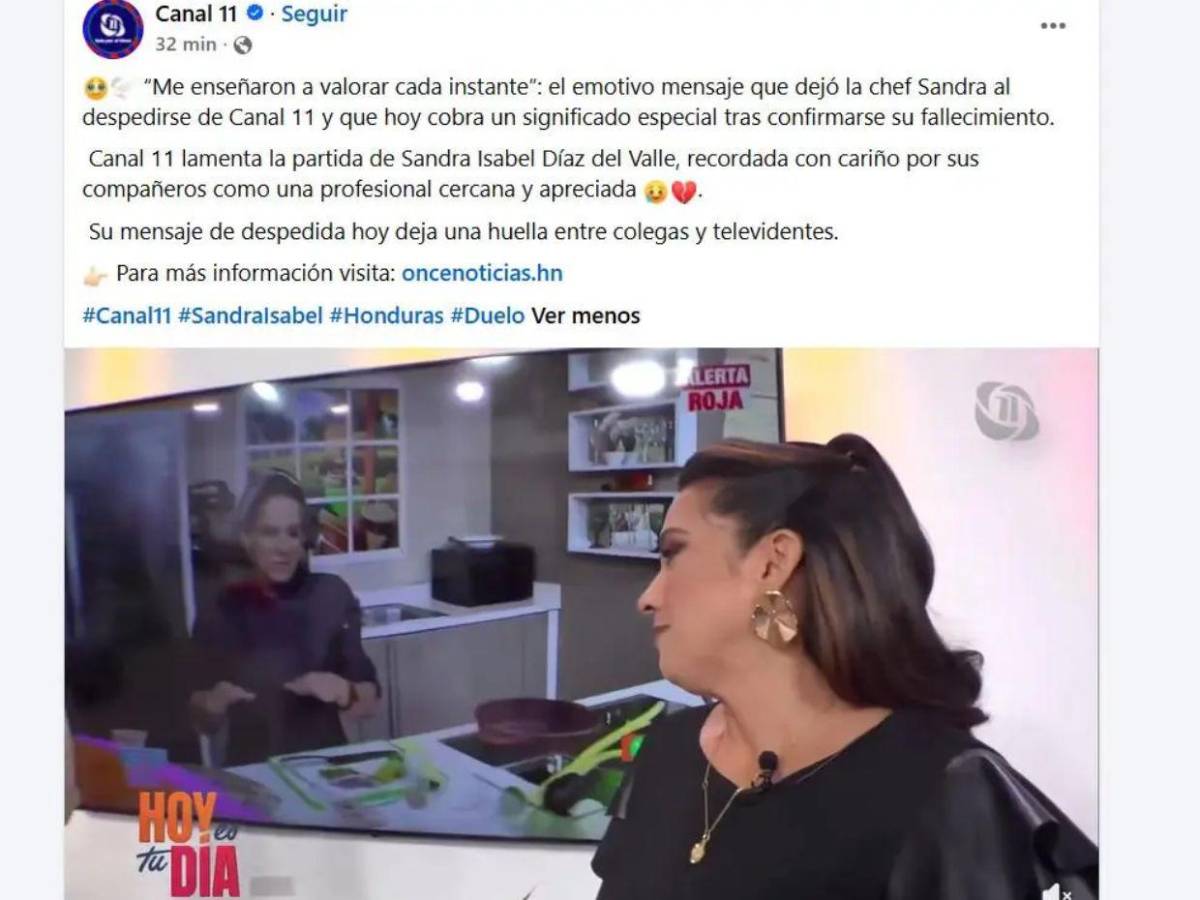 Dolor en la TV hondureña: así despiden a la chef Sandra Díaz