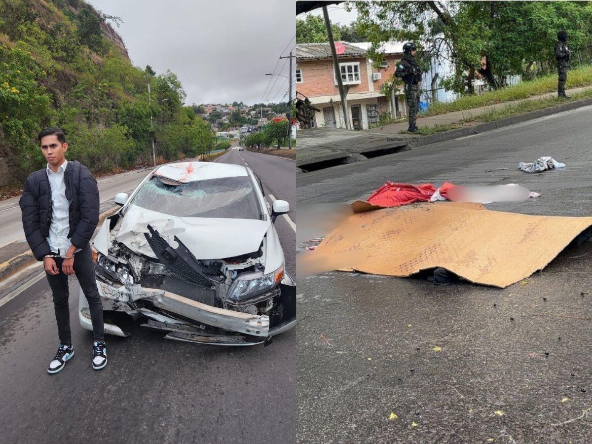 Con el carro destrozado y con sangre: así intentó huir un hombre tras matar a un motociclista