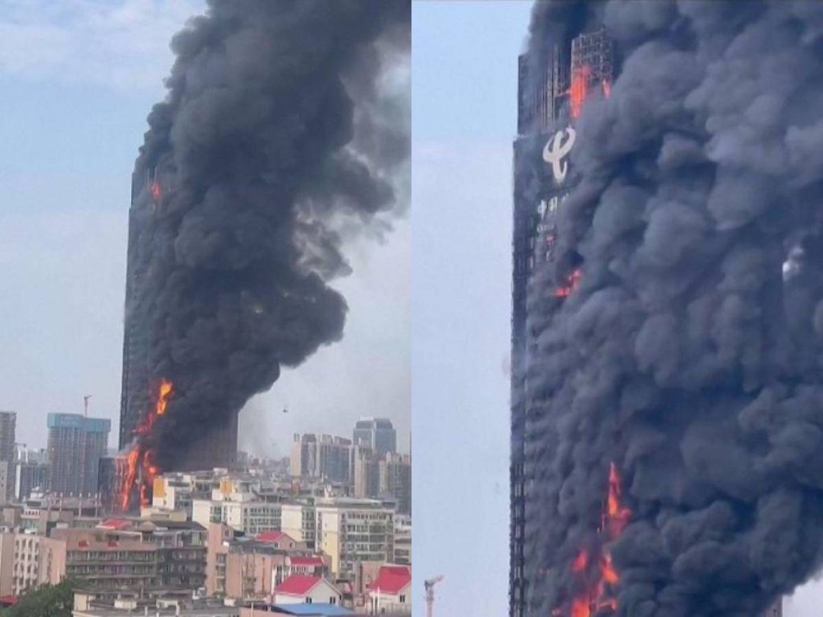 Incendio arrasa un rascacielos en una ciudad en China
