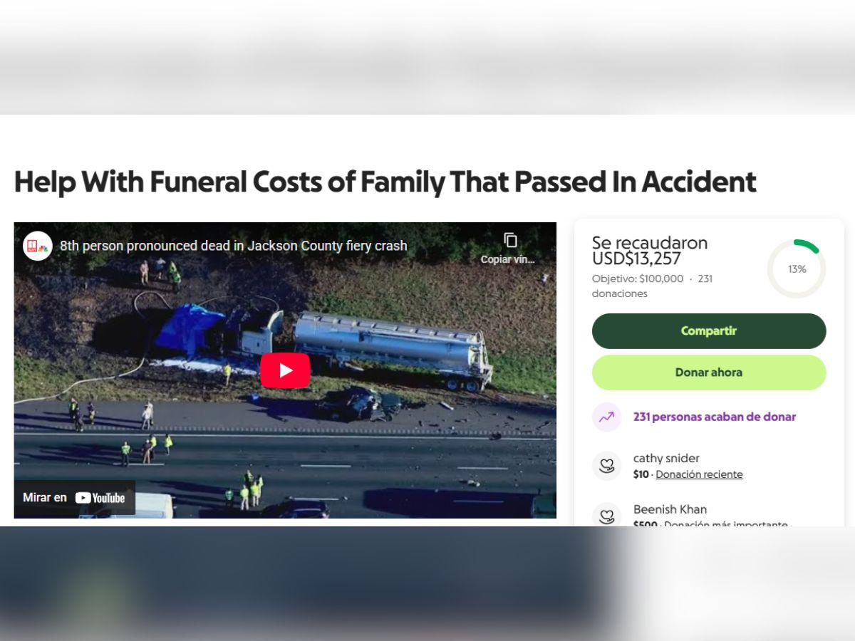 Ocho miembros de familia salvadoreña mueren en accidente en Georgia, EE UU