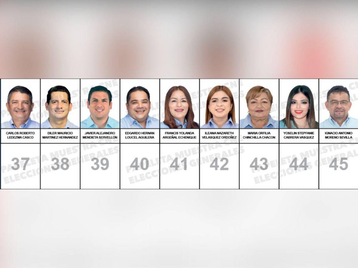 Papeleta con los rostros de los candidatos a diputados nacionalistas que buscan un curul en el CN
