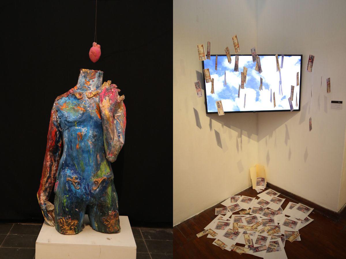 ”Reflejos de nuestra existencia”, la pieza de Allan Flores./ La videoinstalación de Josué Orellana lleva por nombre “La vid”.