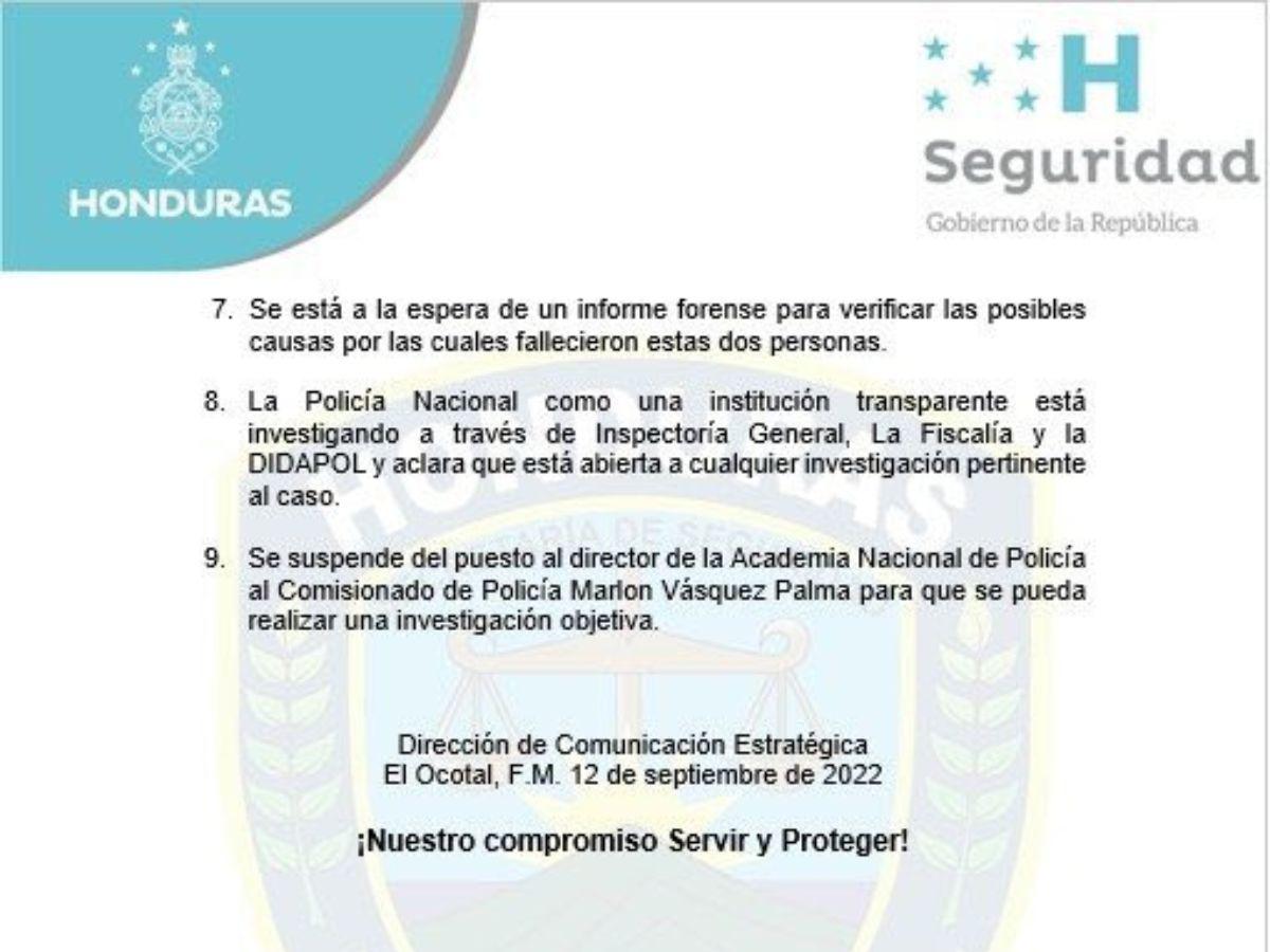 Comunicado emitido por la Secretaría de Salud el día siguiente de lo acontecido en la Anapo (Segunda página)