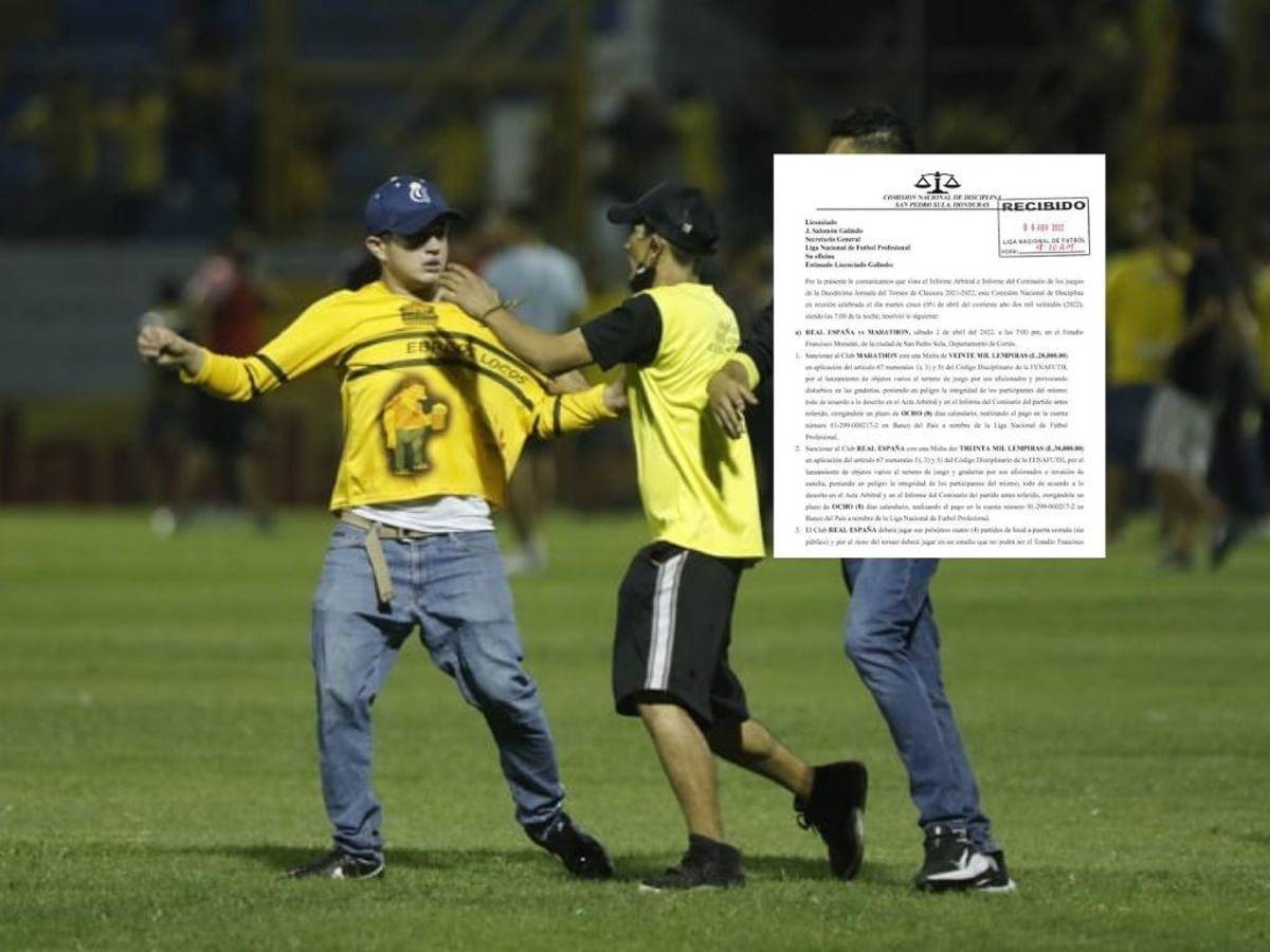 Oficializan castigo a Real España: Cierre del estadio Morazán y multa de L 30,000