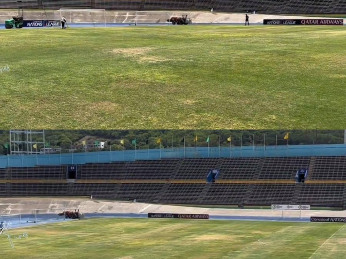 Así luce la cancha del Independence Park, donde hace unos días hubo un concierto.