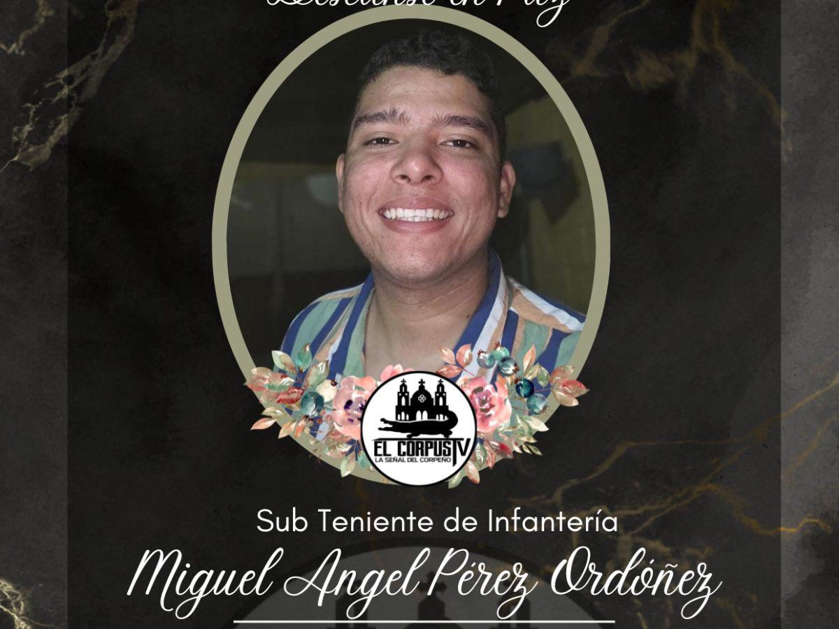 Miguel Pérez, subteniente de Infantería, que murió en accidente en Atlántida