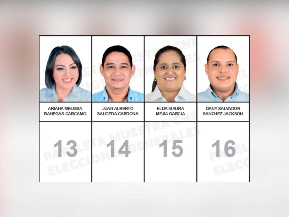 Papeleta con los rostros de los candidatos a diputados nacionalistas que buscan un curul en el CN