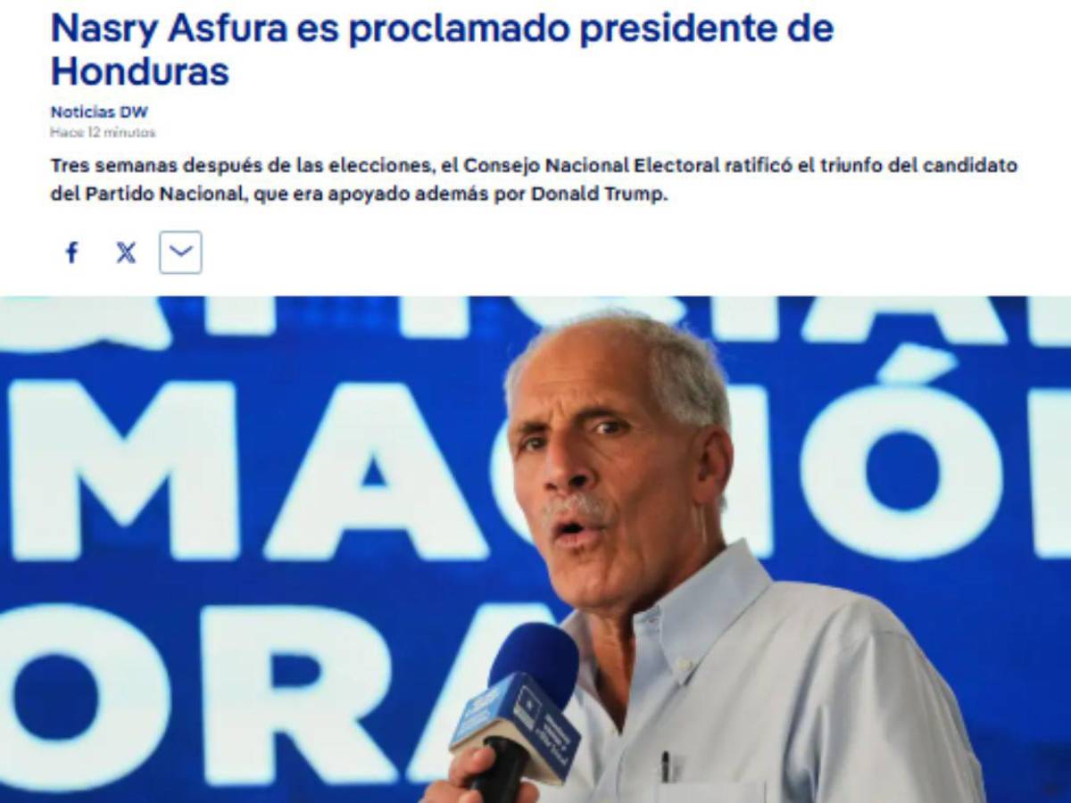 Medios internacionales informan al mundo sobre Nasry Asfura nuevo presidente electo de Honduras