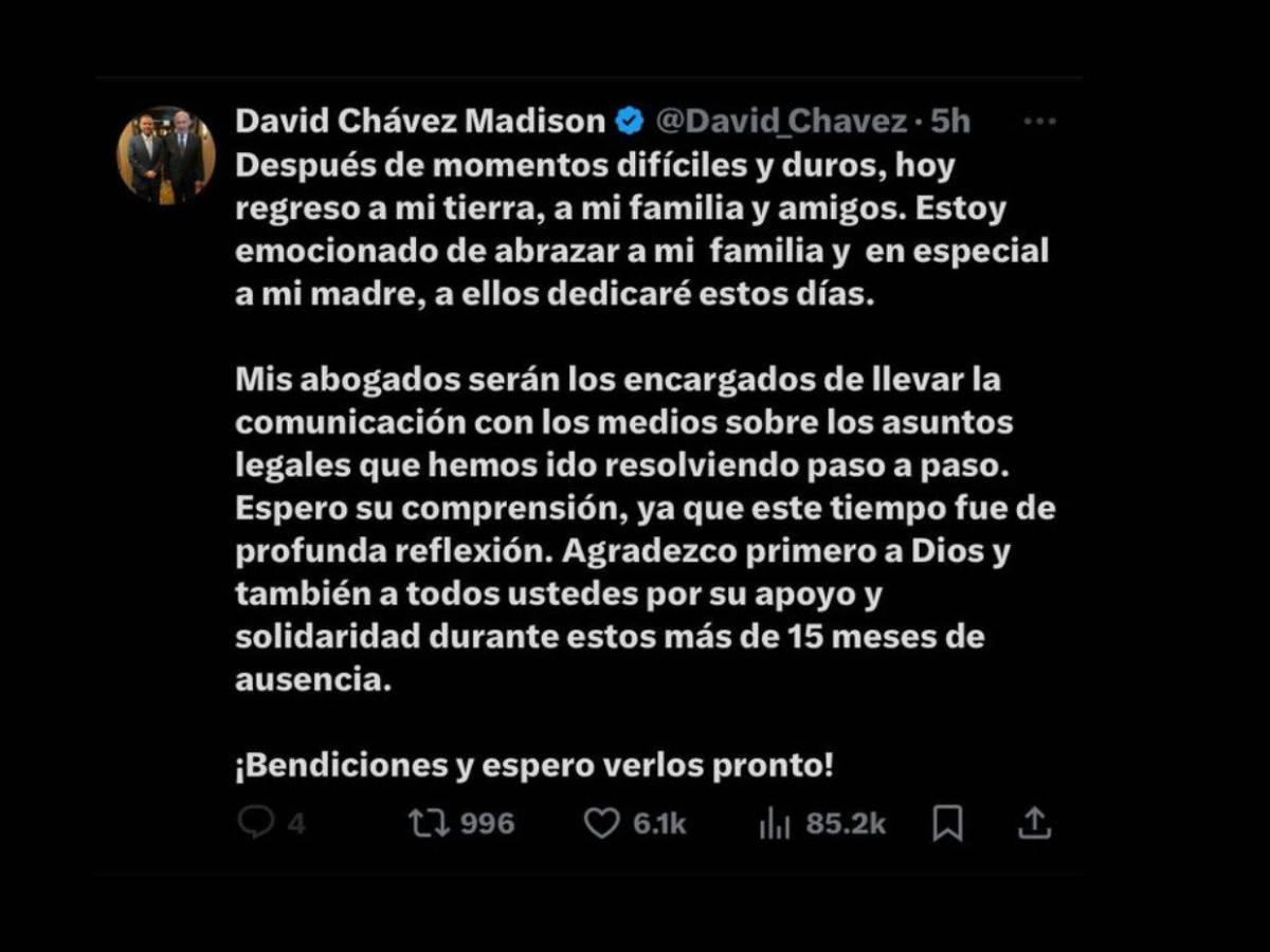 Con fotos del recuerdo, líderes nacionalistas le dicen “bienvenido a casa” a David Chávez