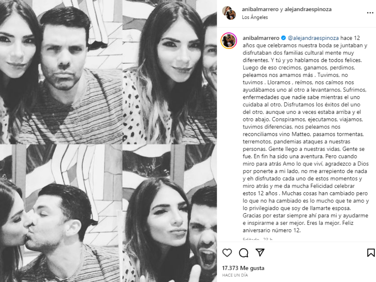 Aníbal le dedicó un extenso mensaje en honor a su 12° aniversario de bodas.