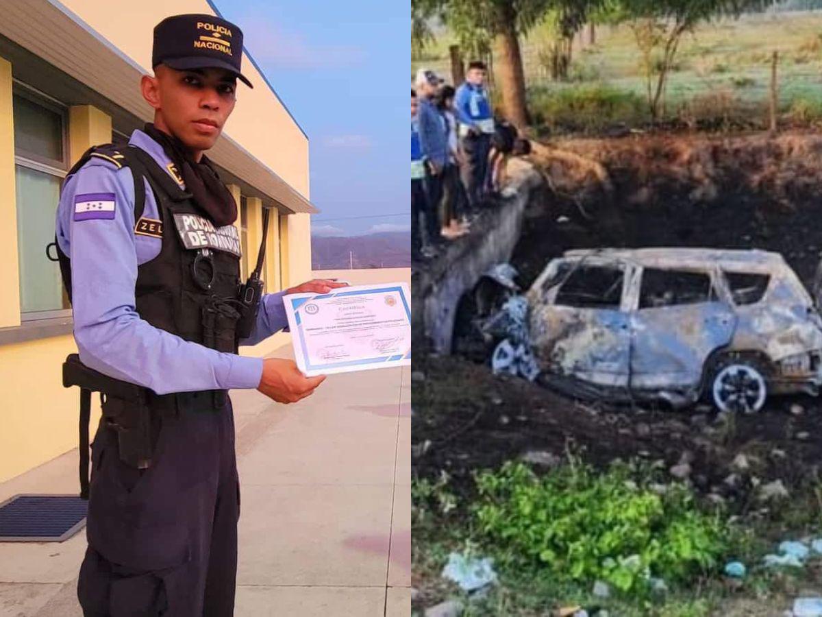 Subinspector muere carbonizado al incendiarse camioneta en la que se transportaba en Yoro