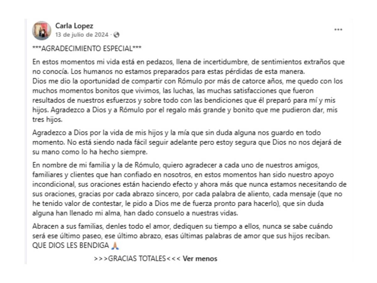 Carla López: Sobrevivió al atentado donde murió su esposo; ahora la matan dentro de su casa en Colón