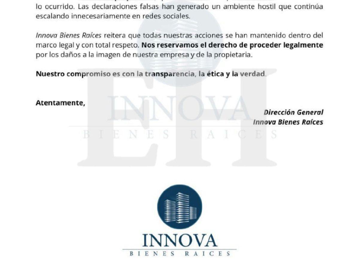 Alejandra Rubio admitió que no podía pagar, pero permaneció en la vivienda; inmobiliaria se pronuncia