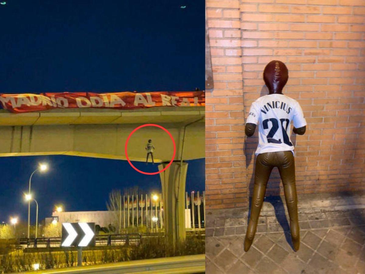Arrestan a ultras del Atlético que colgaron muñeco de Vinicius en un puente de Madrid
