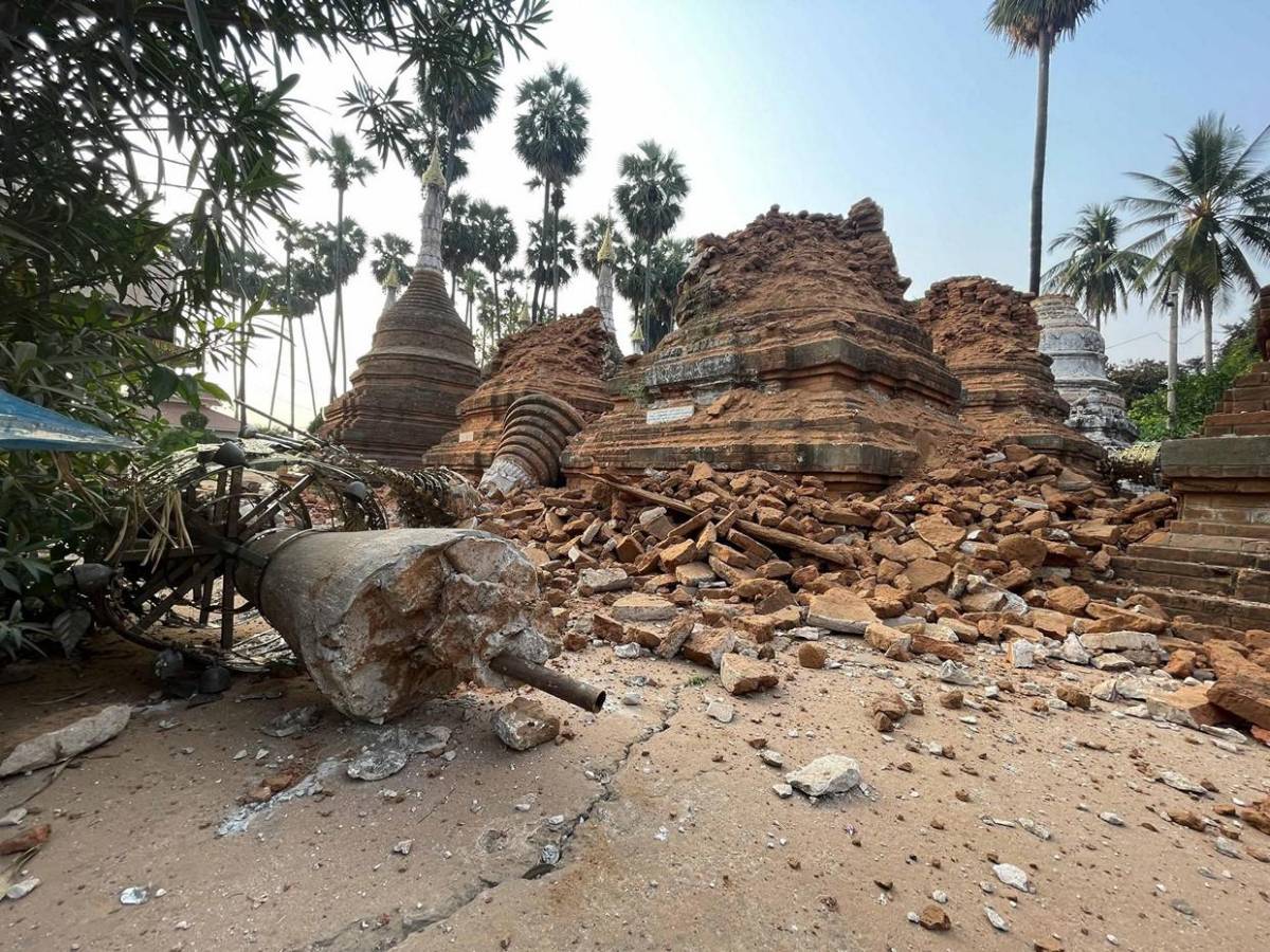 Imágenes aéreas de los destrozos que dejó el terremoto en Birmania