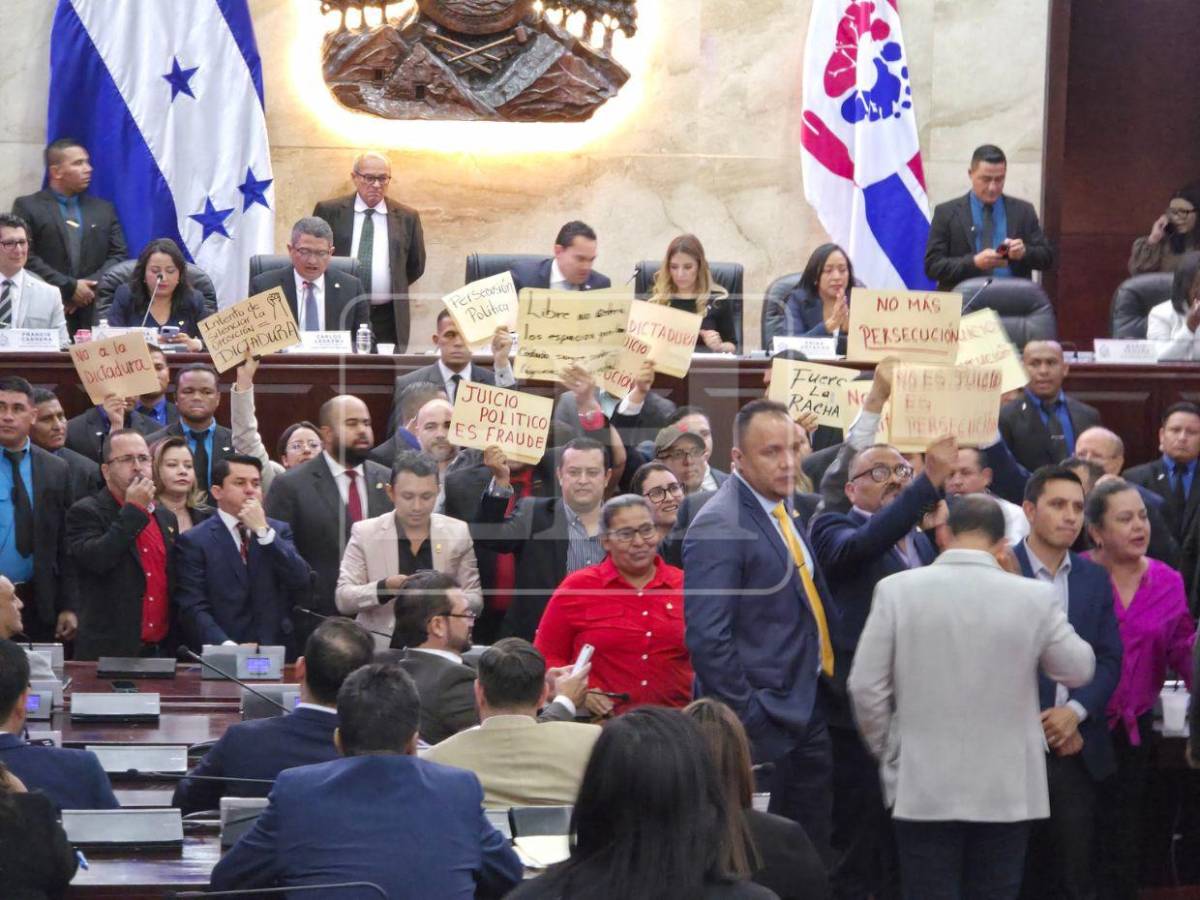 'No más persecución': protestas de Libre irrumpen en lectura del informe final del juicio político en el CN