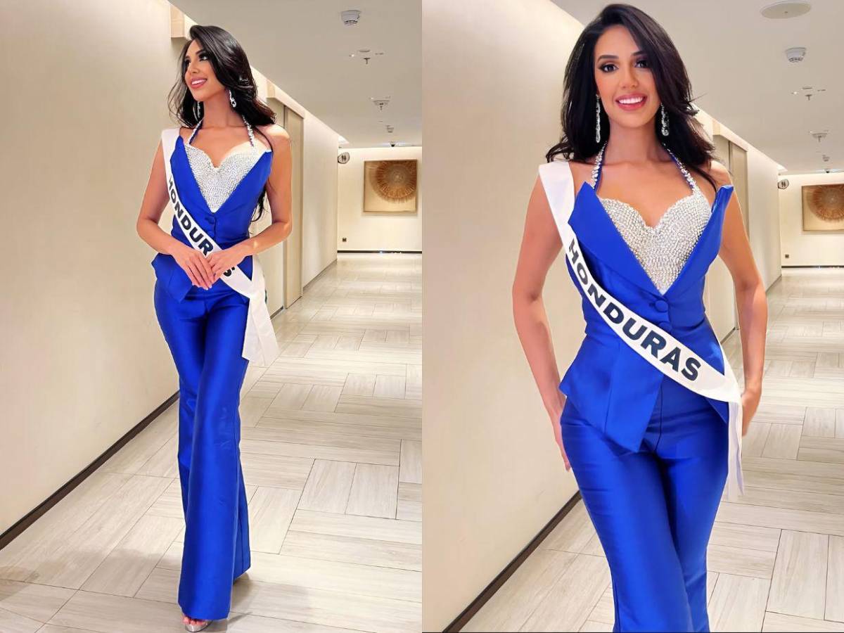 Alejandra Fuentes deslumbró con look azul y brillante en entrevista con jurado de Miss Universo