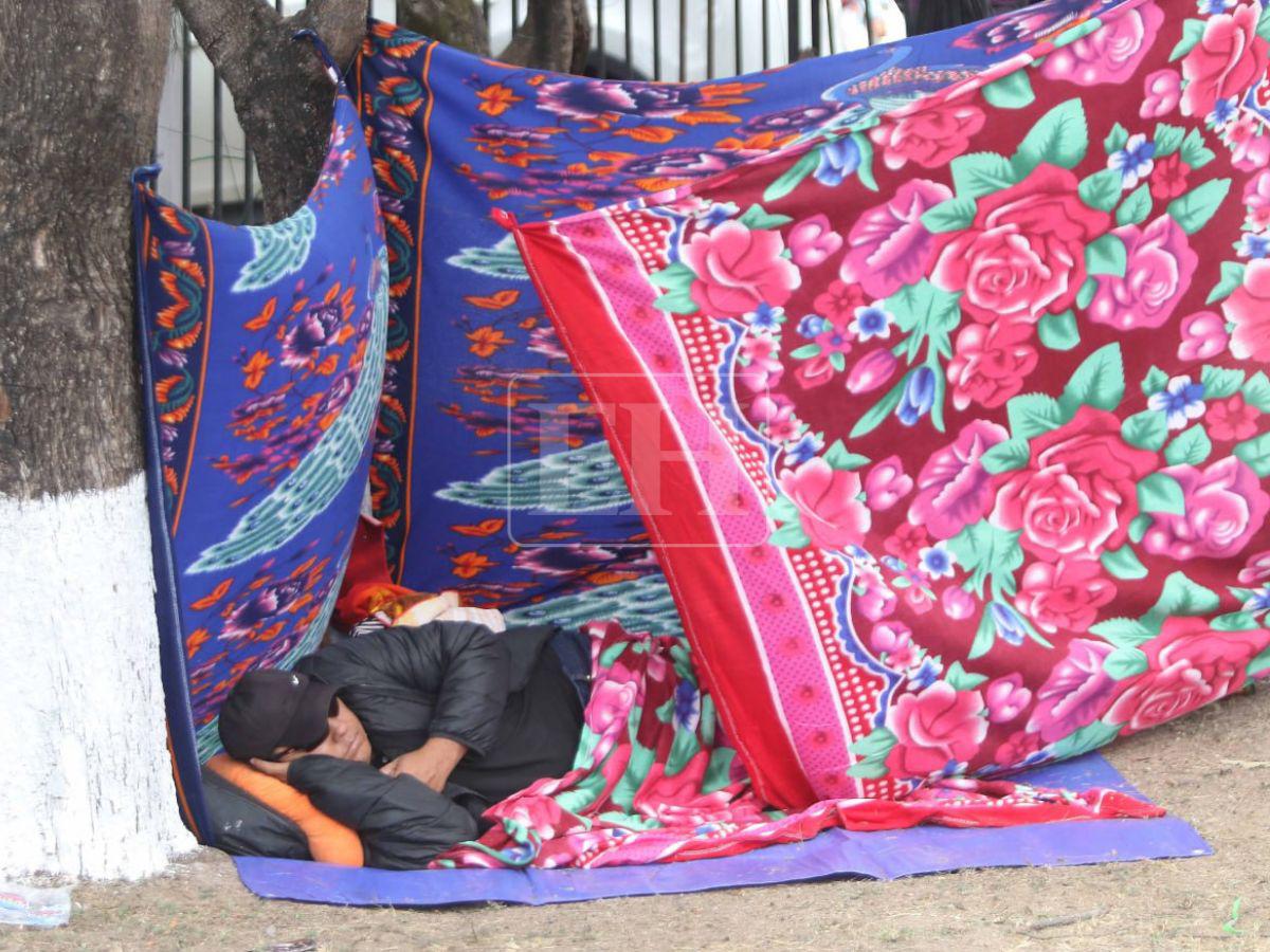 Niños y ancianos a la intemperie: fieles soportan las bajas temperaturas previo a la alborada