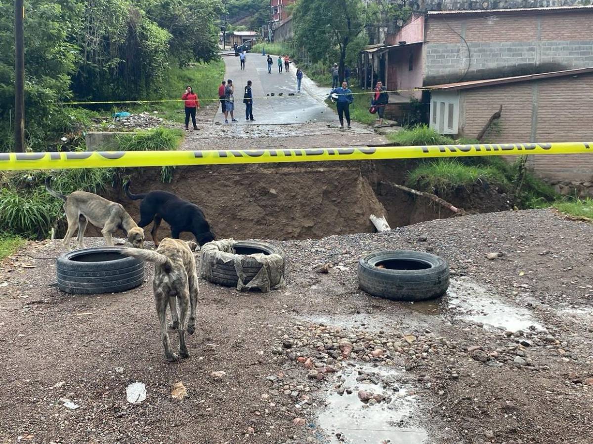 Se llevó toda la calle: así es el enorme socavón que mantiene sin paso a la Reynel Fúnez