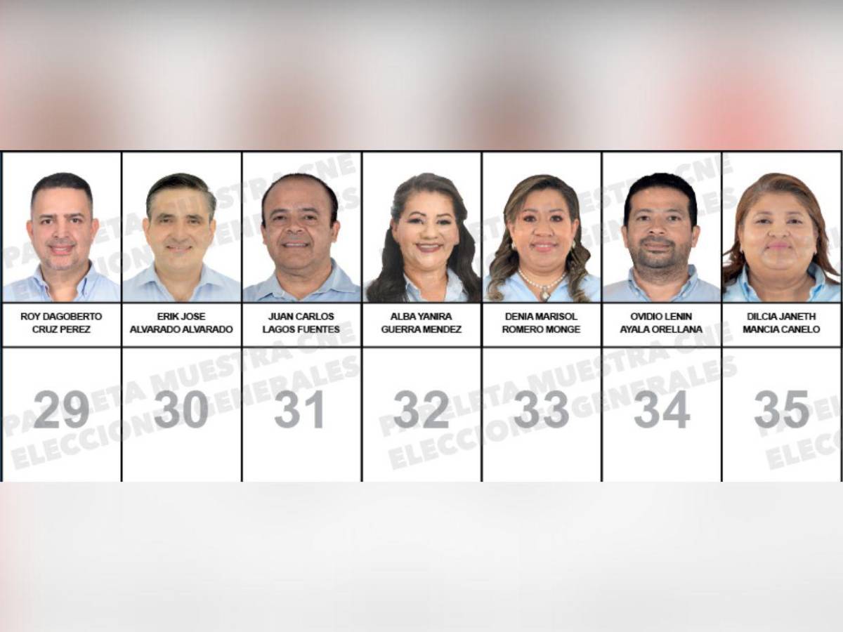 Papeleta con los rostros de los candidatos a diputados nacionalistas que buscan un curul en el CN