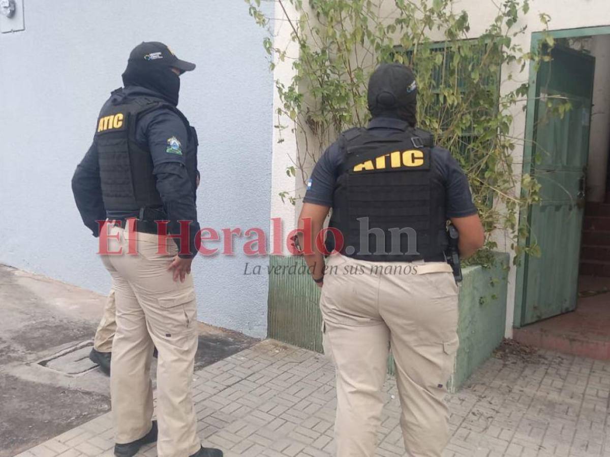 Agentes de la Atic inspeccionando una de las propiedades.