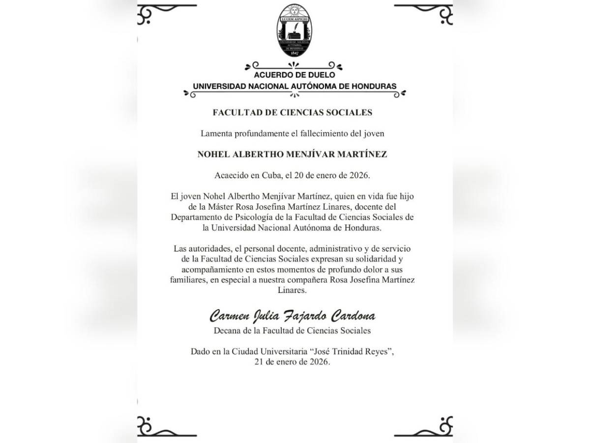 Fallece médico hondureño Nohel Menjívar mientras realizaba especialidad en Cuba