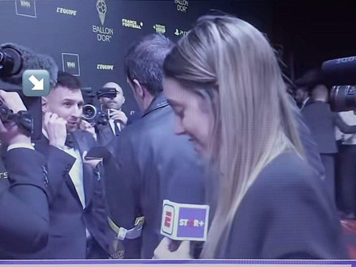 Así veía Messi a la joven periodista, mientras ella sonreía y bajaba su mirada.