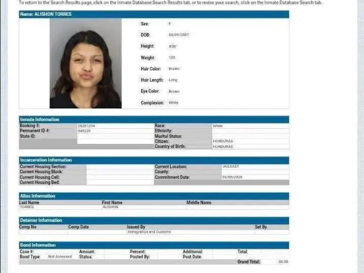 Alishon Torres, hondureña que asesinó de 14 disparos a un hombre de 58 años en EE UU